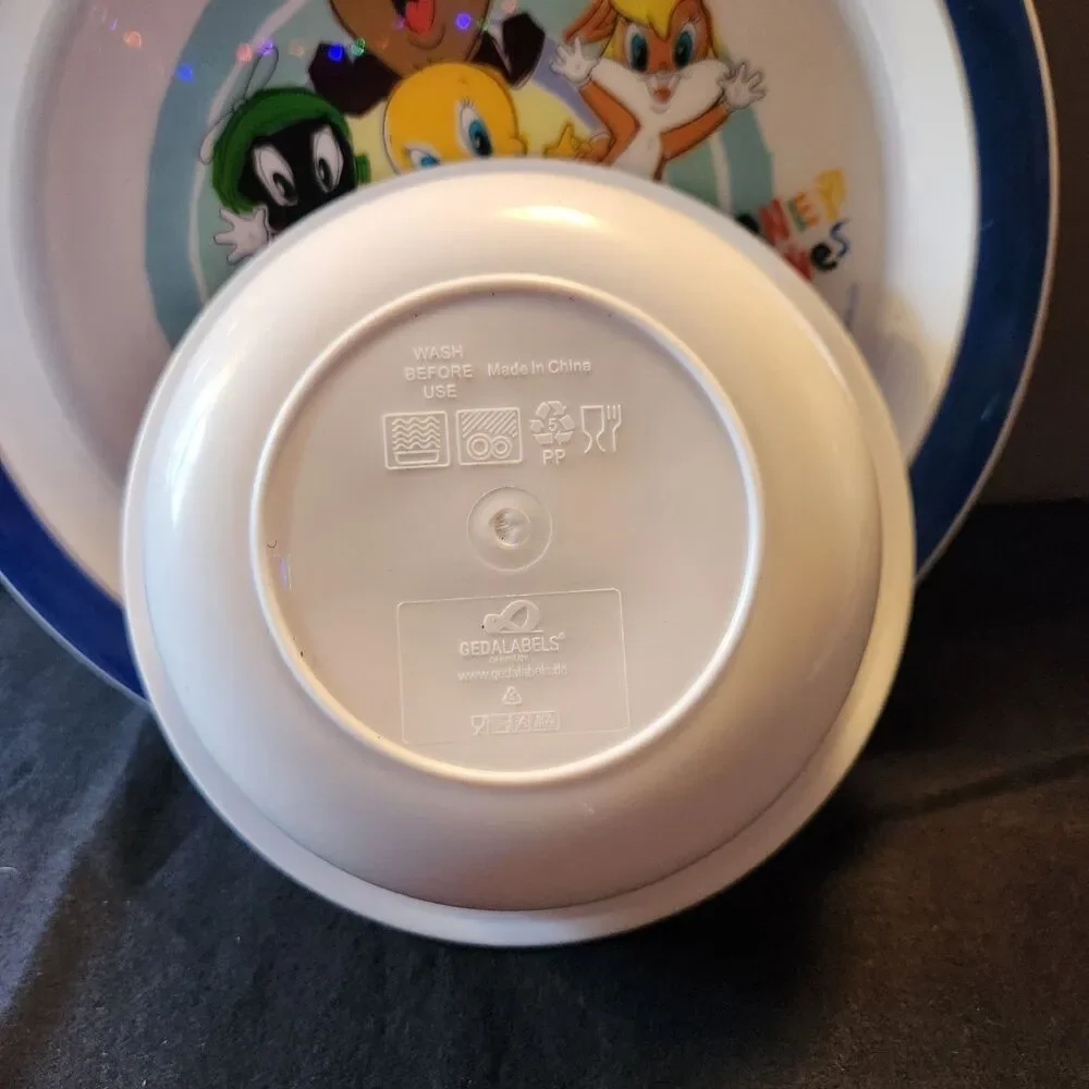 Baby Looney Tunes Dish And Bowl Bugs Bunny, Tasmanian Devil, Sylvester Cat